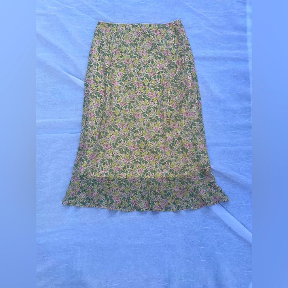 Green floral skirt